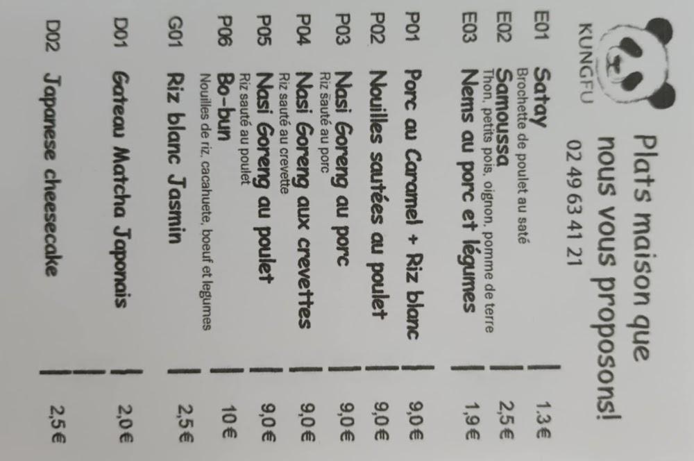Kungfu Panda Foods - Menu Image 1